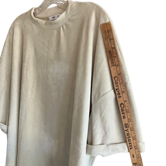 MNG Casual Velour Pullover Top M Boxy Elegant Old Money Comfy Drop Shoulder - Picture 4 of 10